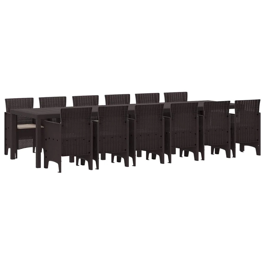 Ensemble de salle à manger pour jardin 13 pcs Marron