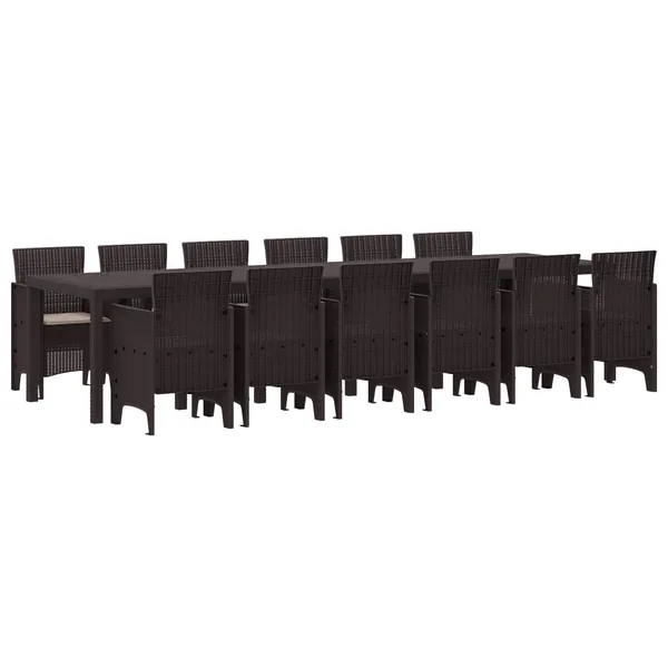 Ensemble de salle à manger pour jardin 13 pcs Marron