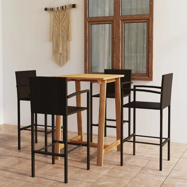 Ensemble de bar de jardin 5 pcs Marron