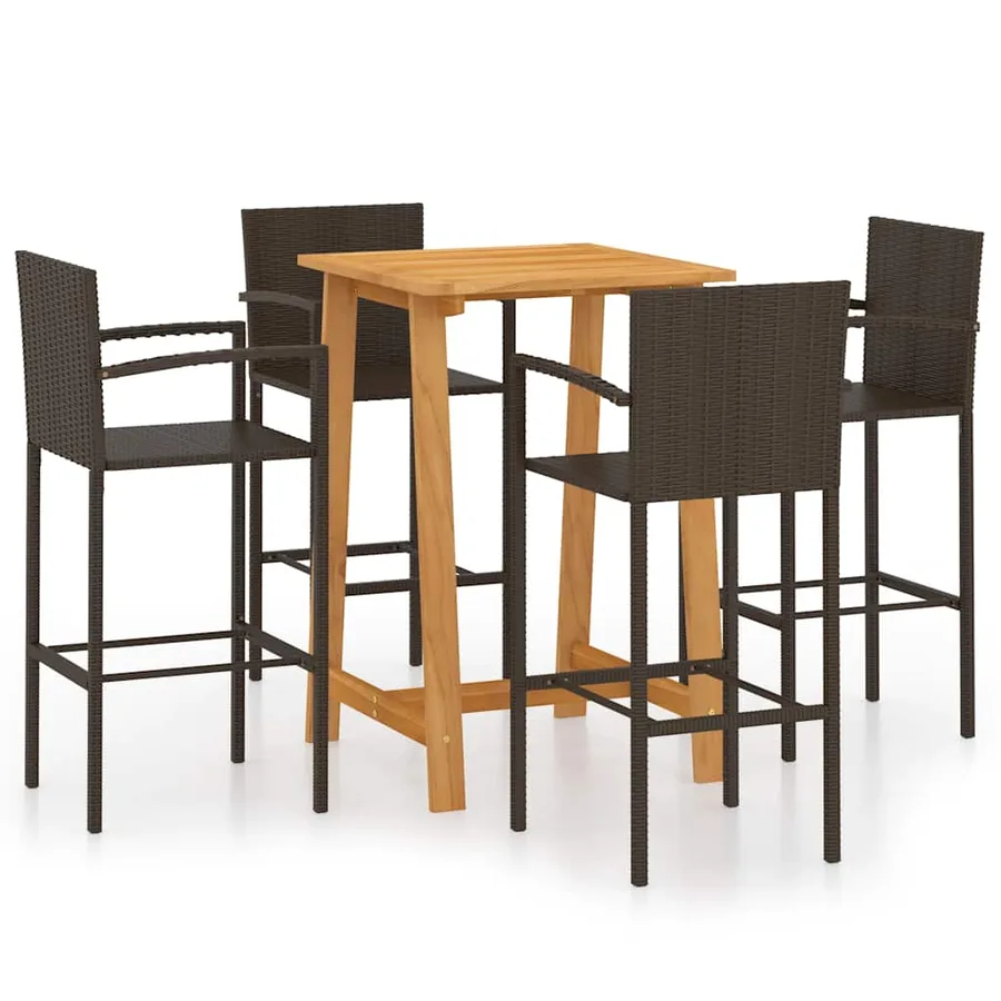 Ensemble de bar de jardin 5 pcs Marron - 2
