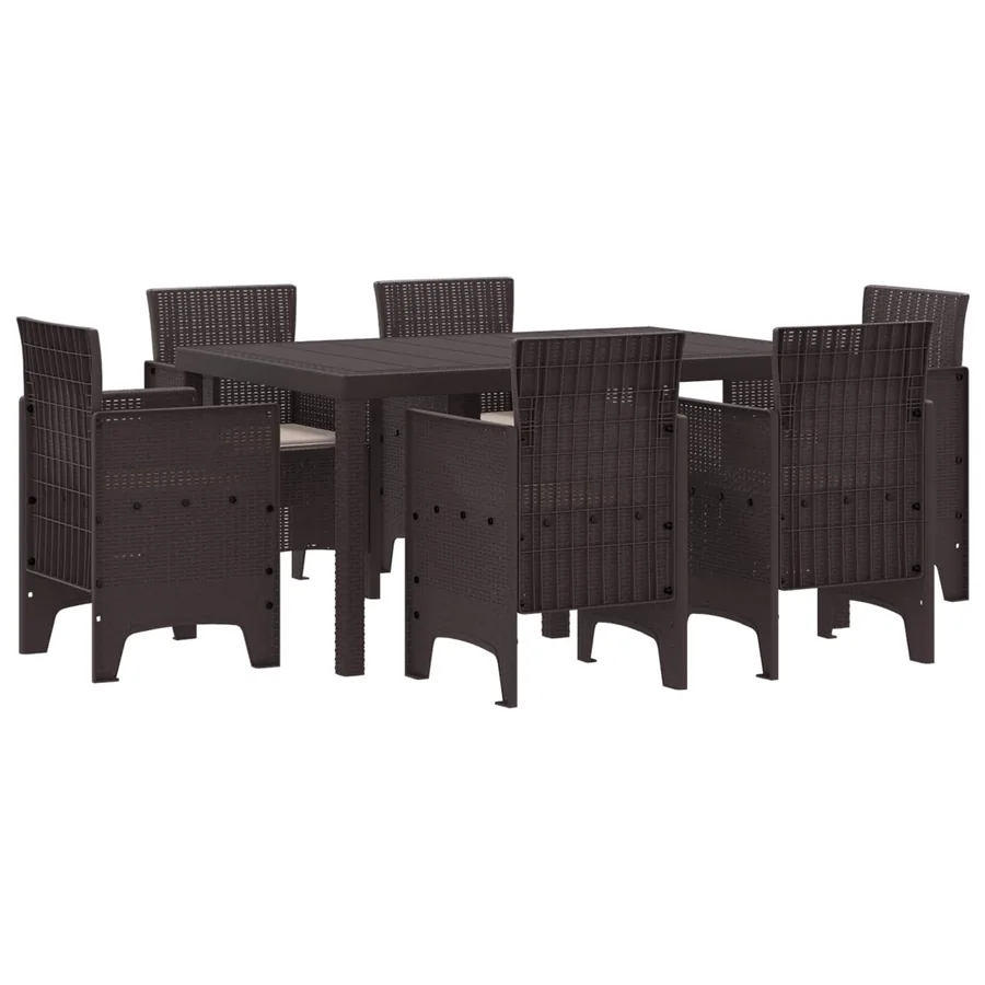 Ensemble de salle à manger pour jardin 7 pcs Marron Rattan Polt