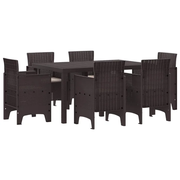 Ensemble de salle à manger pour jardin 7 pcs Marron Rattan Polt