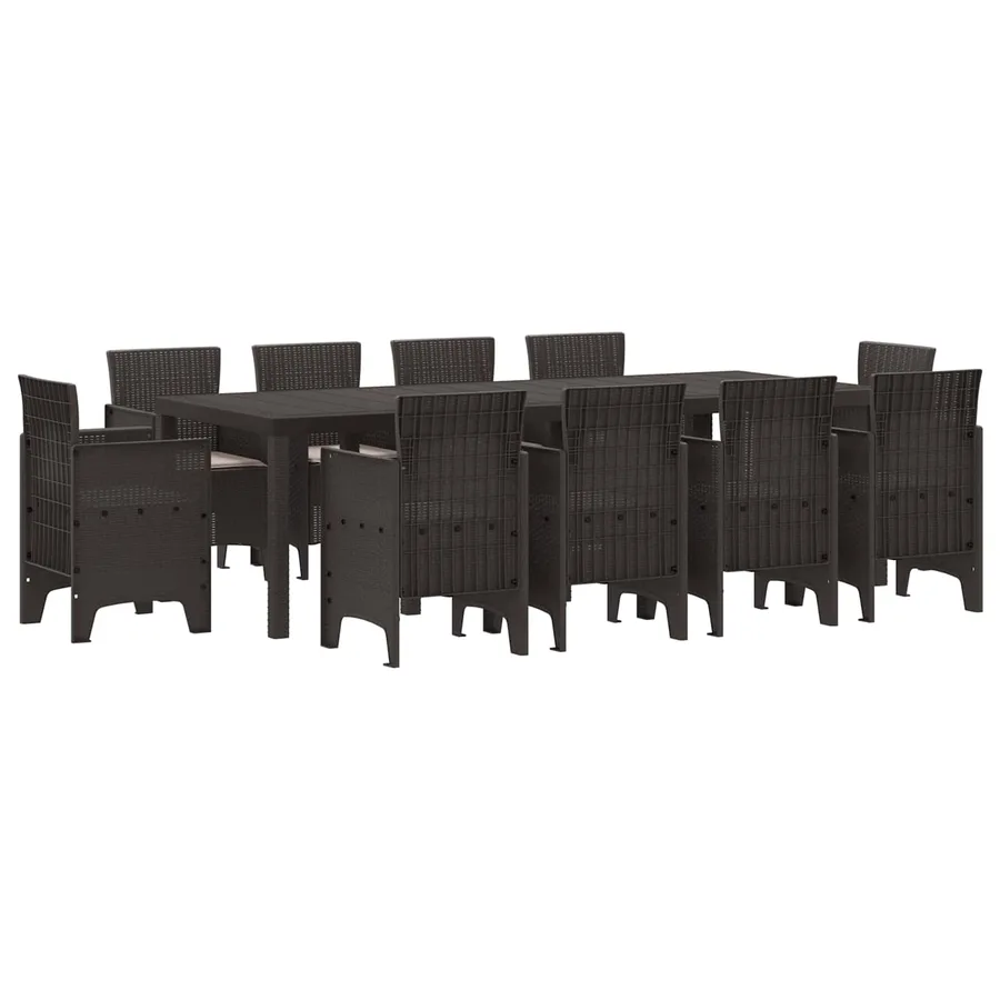 Ensemble de salle à manger pour jardin 11 pcs Marron - 2
