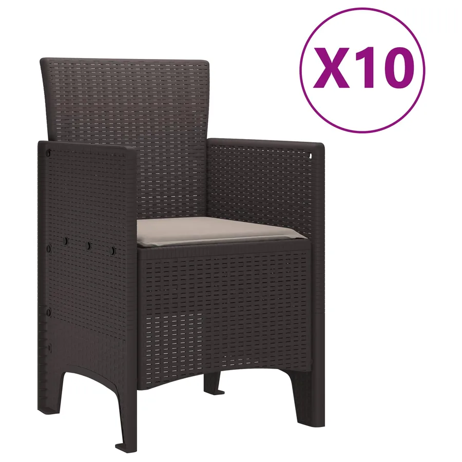 Ensemble de salle à manger pour jardin 11 pcs Marron - 5