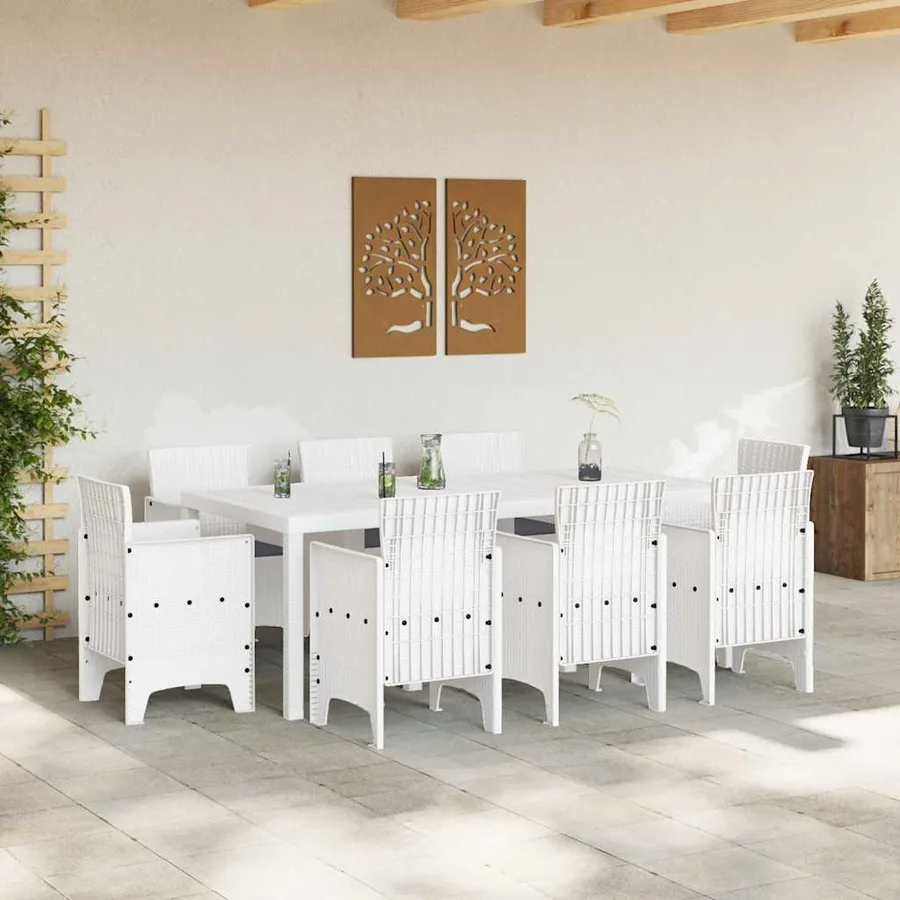 Ensemble de salle à manger pour jardin 9 pcs Blanc - 3