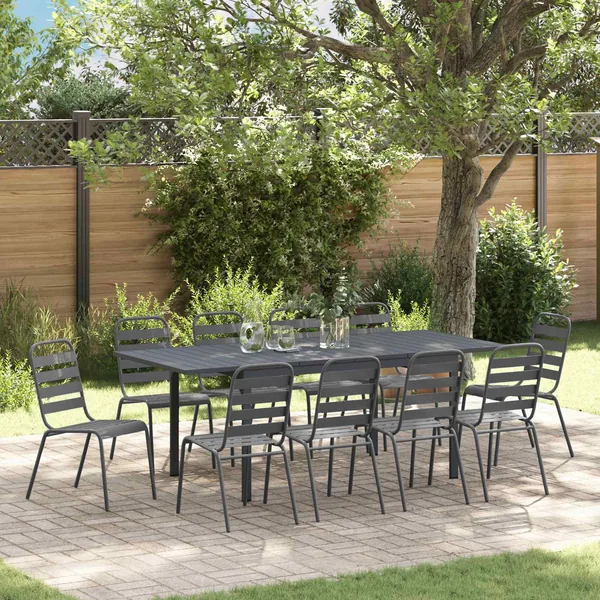 Ensemble de salle à manger pour jardin 11 pcs Anthracite