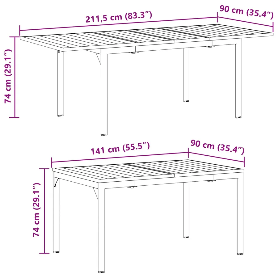 Ensemble de salle à manger pour jardin 11 pcs Anthracite - 11