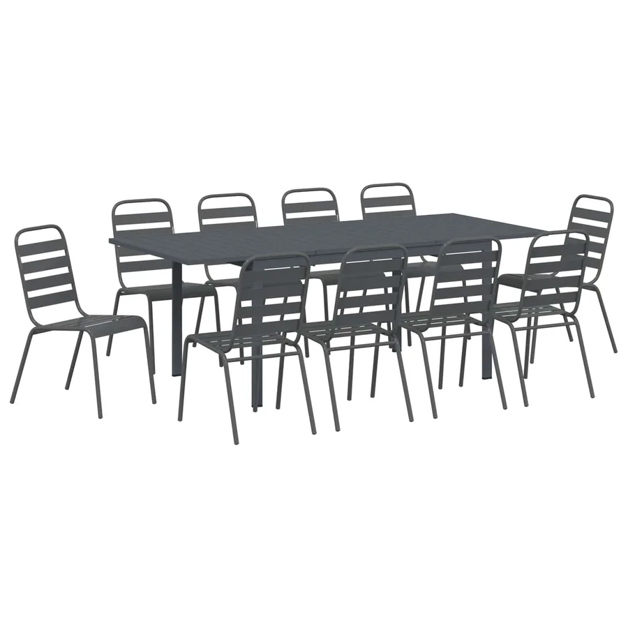 Ensemble de salle à manger pour jardin 11 pcs Anthracite - 2