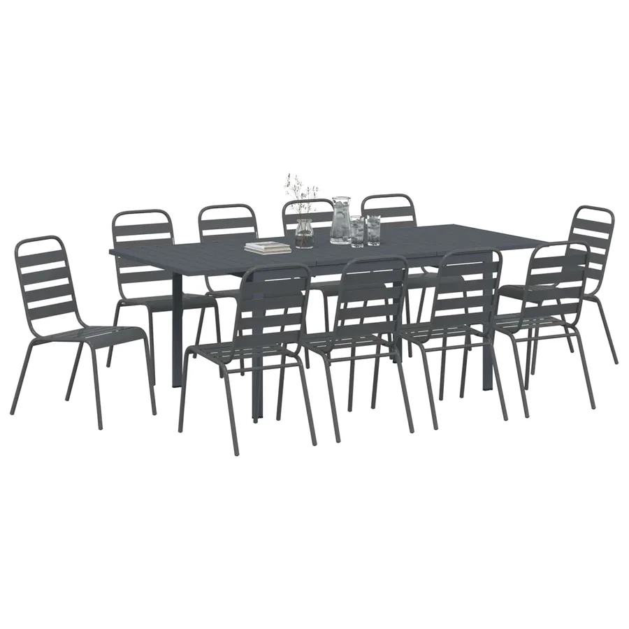 Ensemble de salle à manger pour jardin 11 pcs Anthracite - 3