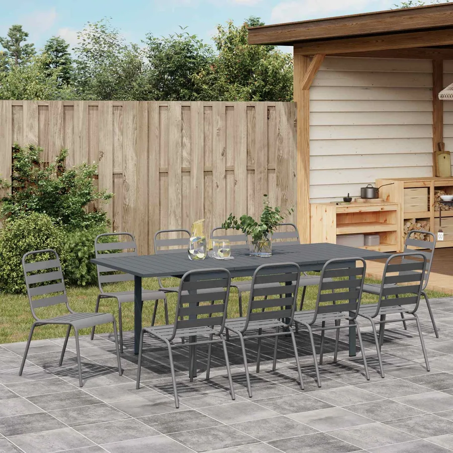 Ensemble de salle à manger pour jardin 11 pcs Anthracite - 4