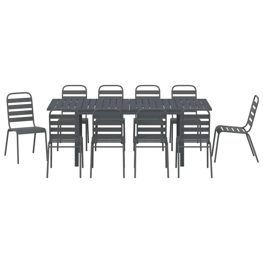 Ensemble de salle à manger pour jardin 11 pcs Anthracite - 7