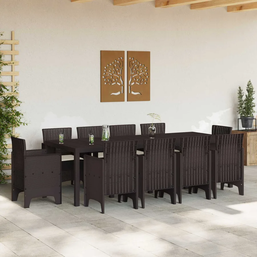 Ensemble de salle à manger pour jardin 11 pcs Marron - 3