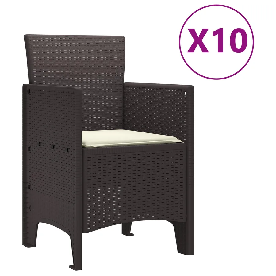 Ensemble de salle à manger pour jardin 11 pcs Marron - 5
