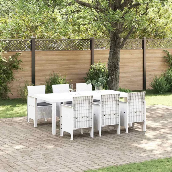 Ensemble de salle à manger pour jardin 7 pcs Blanc