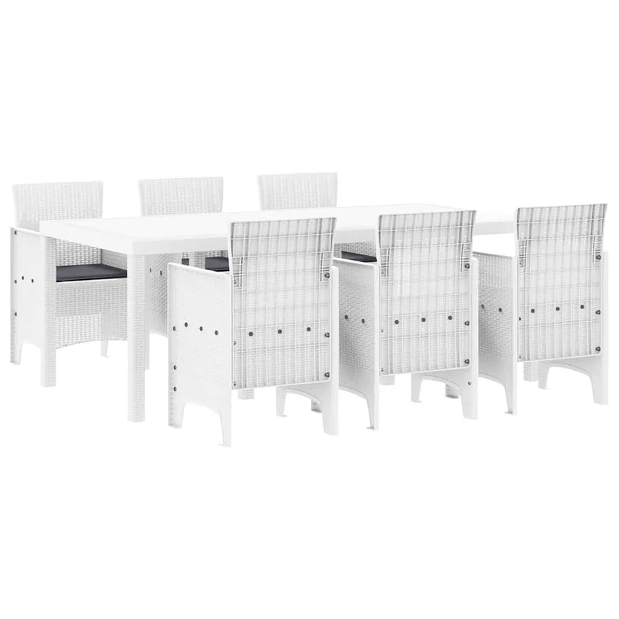 Ensemble de salle à manger pour jardin 7 pcs Blanc - 2