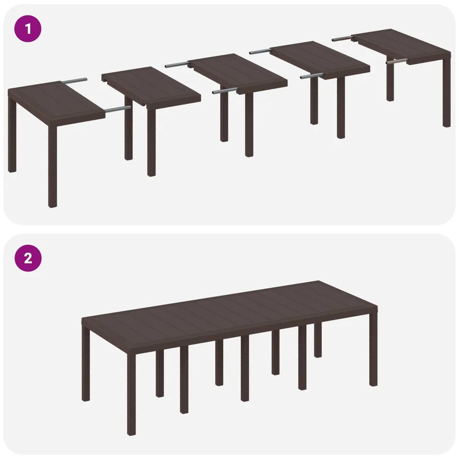 Ensemble de salle à manger pour jardin 9 pcs Marron - 8