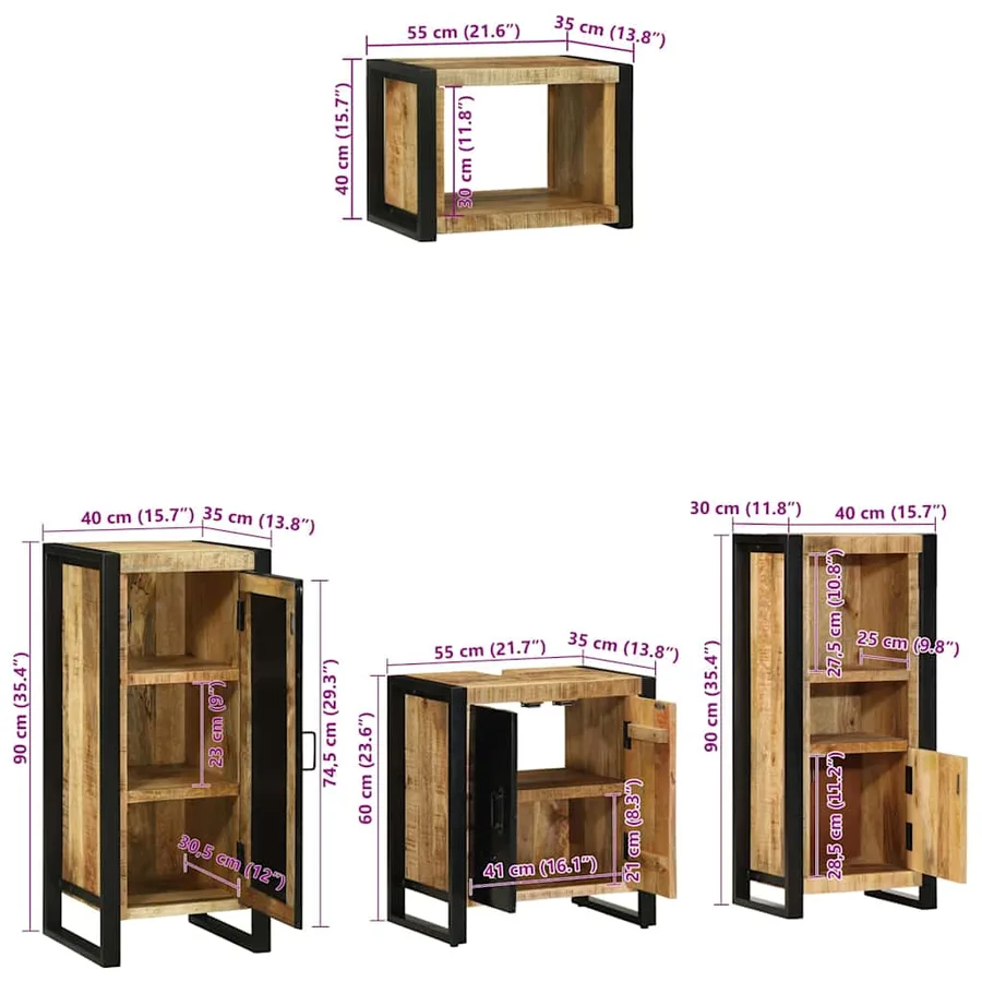 Ensemble de mobilier de salle de bain avec tiroir 4 pcs - 17
