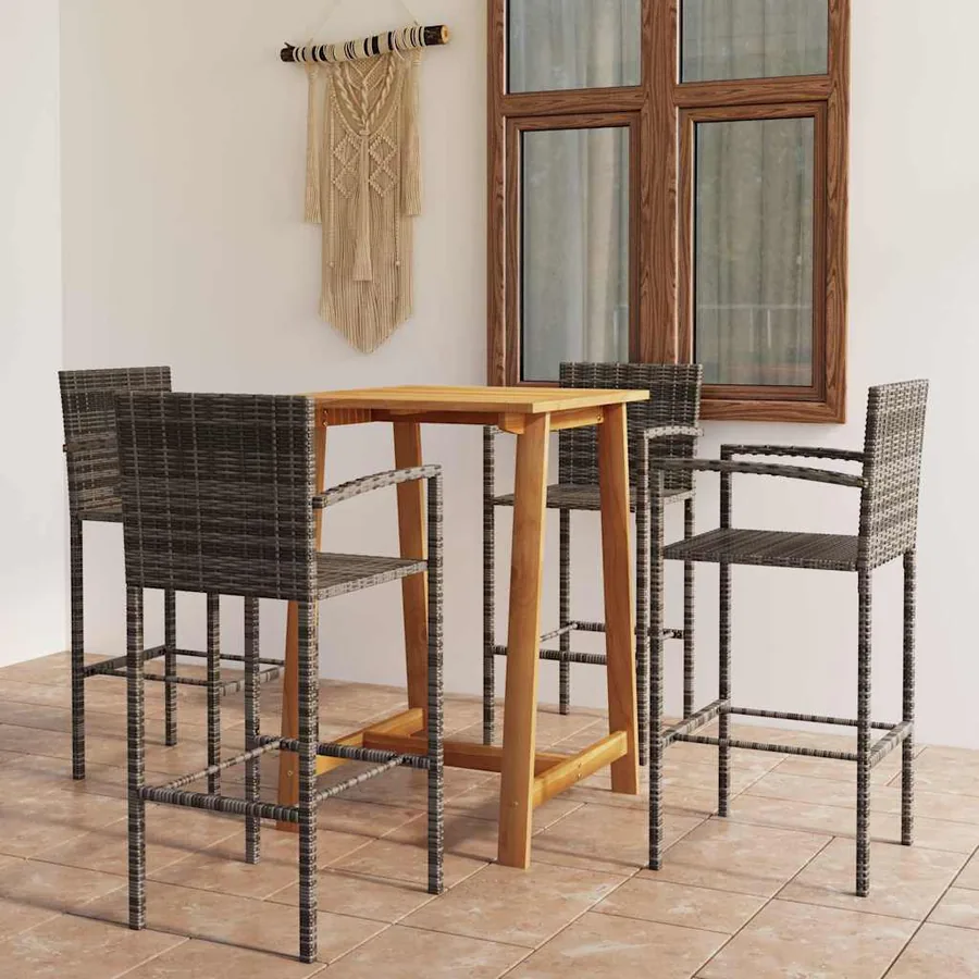 Ensemble de bar de jardin 5 pcs Gris