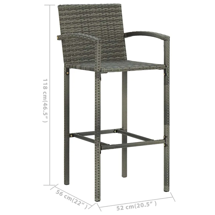 Ensemble de bar de jardin 5 pcs Gris - 12