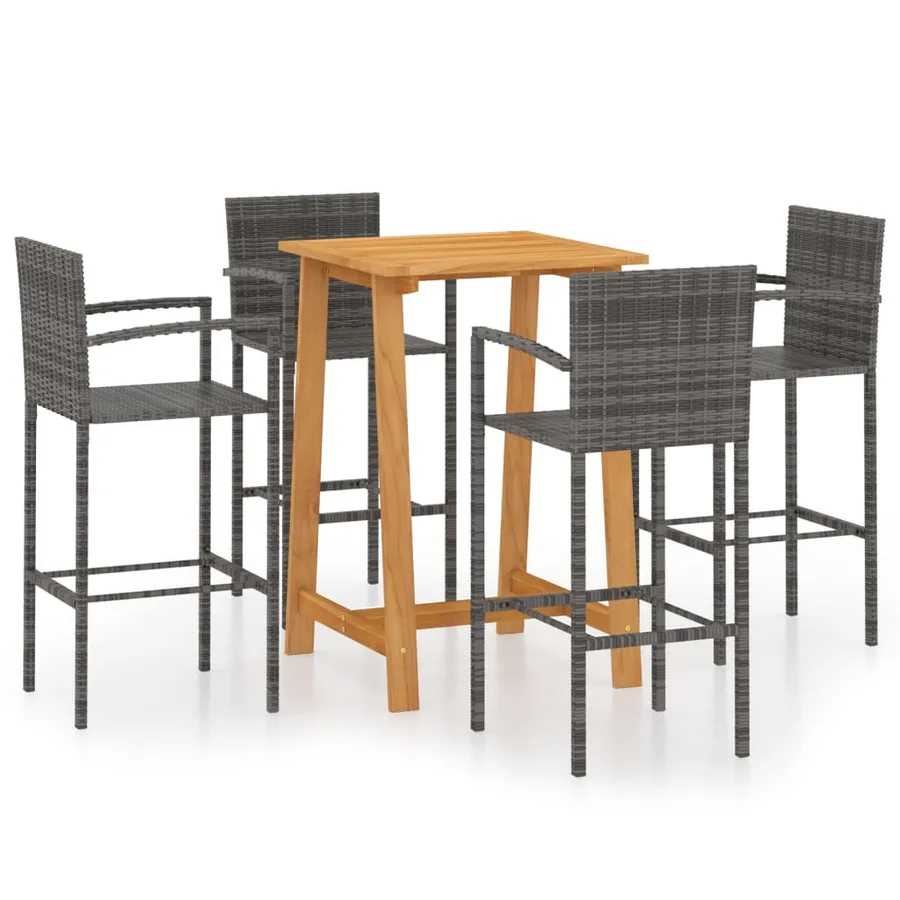 Ensemble de bar de jardin 5 pcs Gris - 2