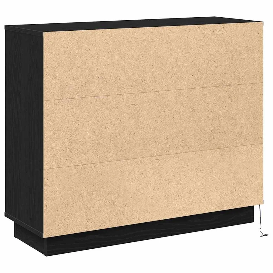 Buffet LED Chêne noir 90 x 32 x 75 cm Bois d'ingénierie - 11