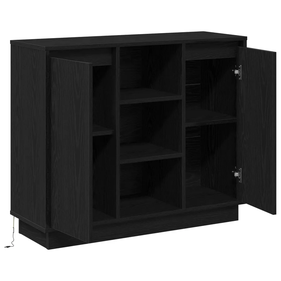 Buffet LED Chêne noir 90 x 32 x 75 cm Bois d'ingénierie - 7