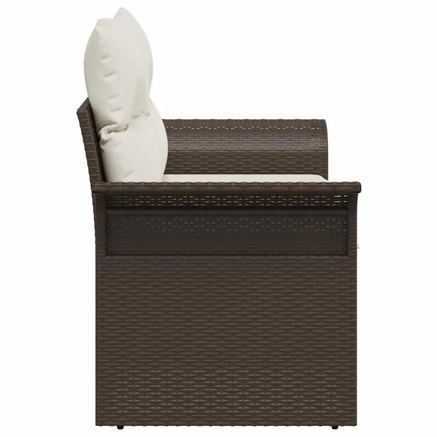 Canapé de jardin avec coussin Marron 141 x 62 x 69 cm polyrotin - 6