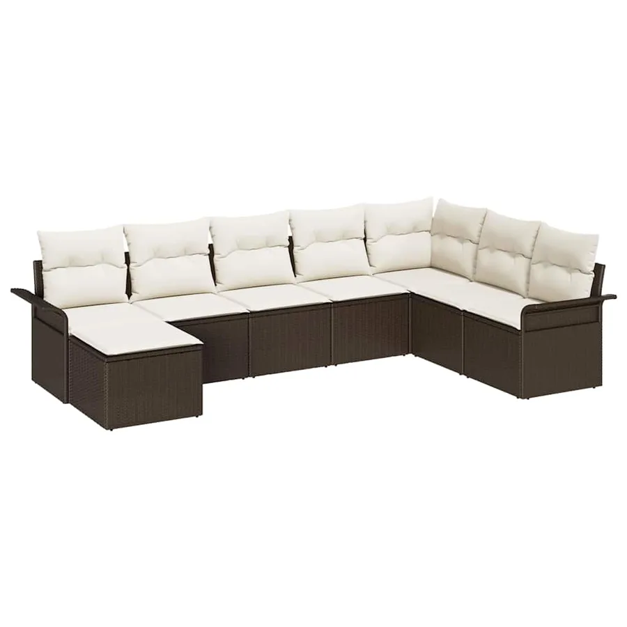 Ensemble de canapé de jardin 8 pcs Marron polyrotin - 2