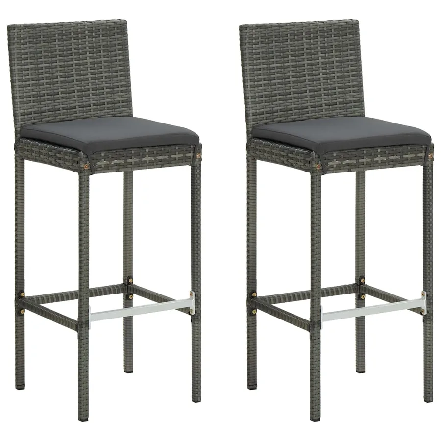 Ensemble de bar de jardin avec coussins 3 pcs Gris - 8