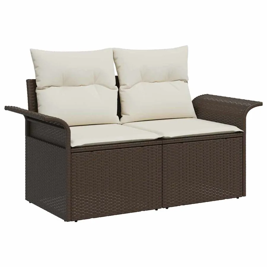 Ensemble de canapé de jardin 8 pcs Marron polyrotin - 4