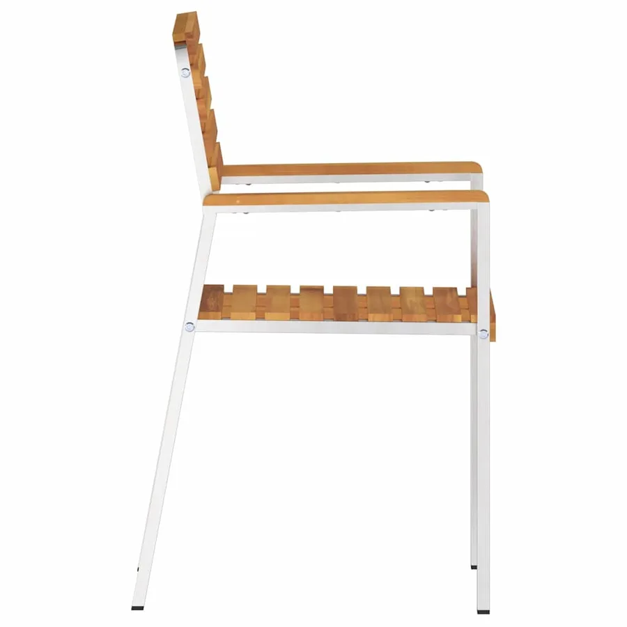 Chaise de jardin 2 pcs Bois d'acacia massif et acier inoxydable - 6