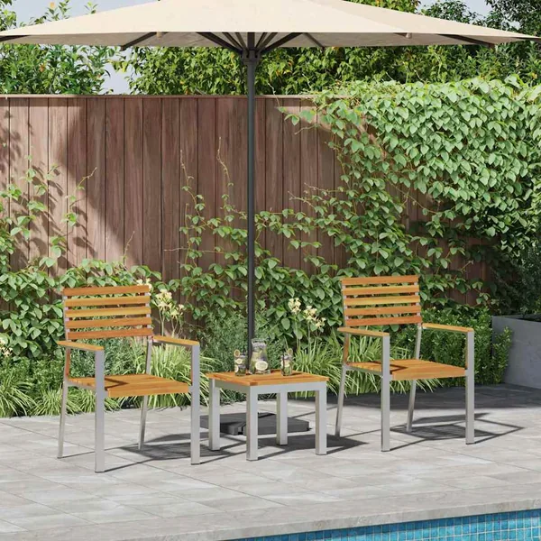 Ensemble de salle à manger pour jardin 3 pcs Marron