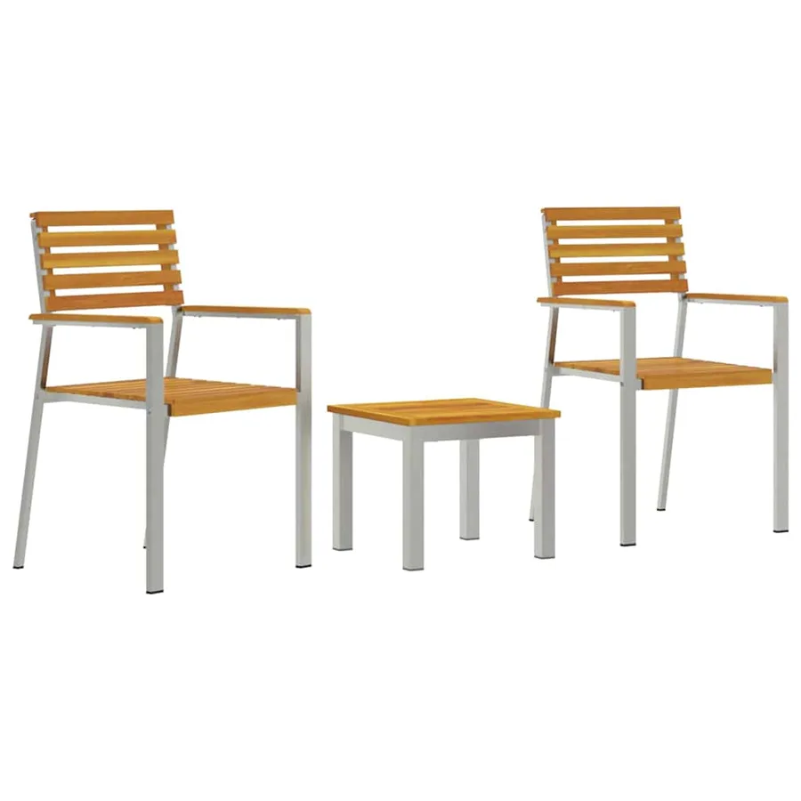 Ensemble de salle à manger pour jardin 3 pcs Marron - 2