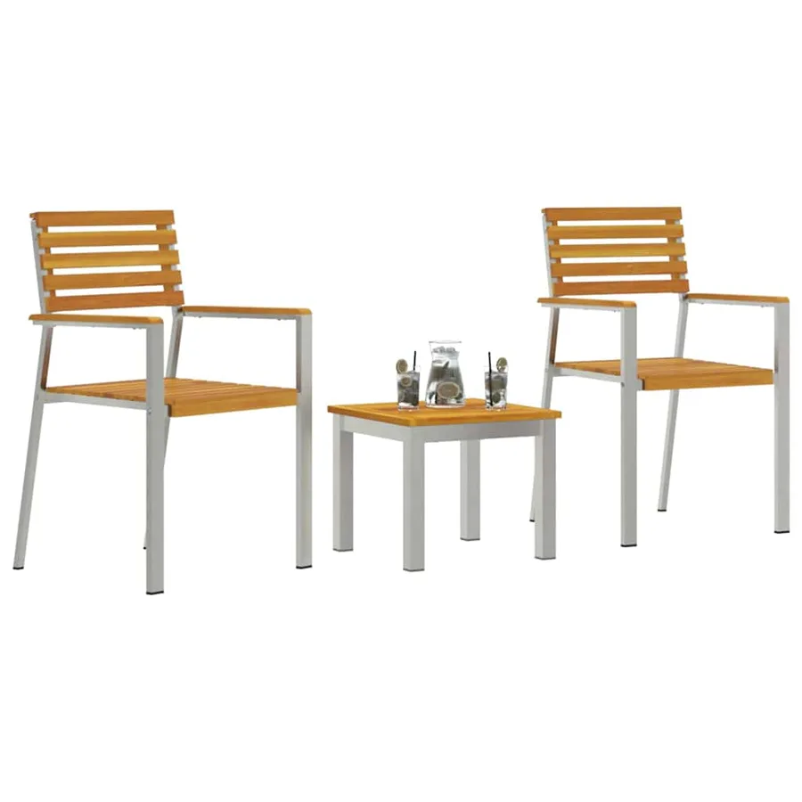 Ensemble de salle à manger pour jardin 3 pcs Marron - 3