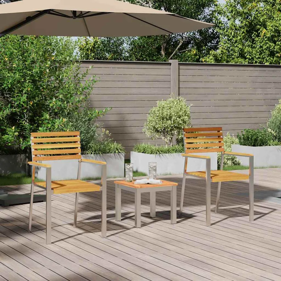 Ensemble de salle à manger pour jardin 3 pcs Marron - 4