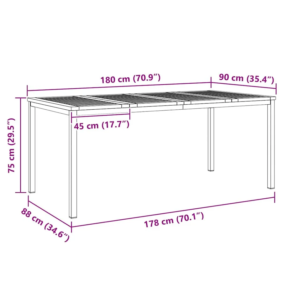 Ensemble de repas extérieur 7 pcs - 12