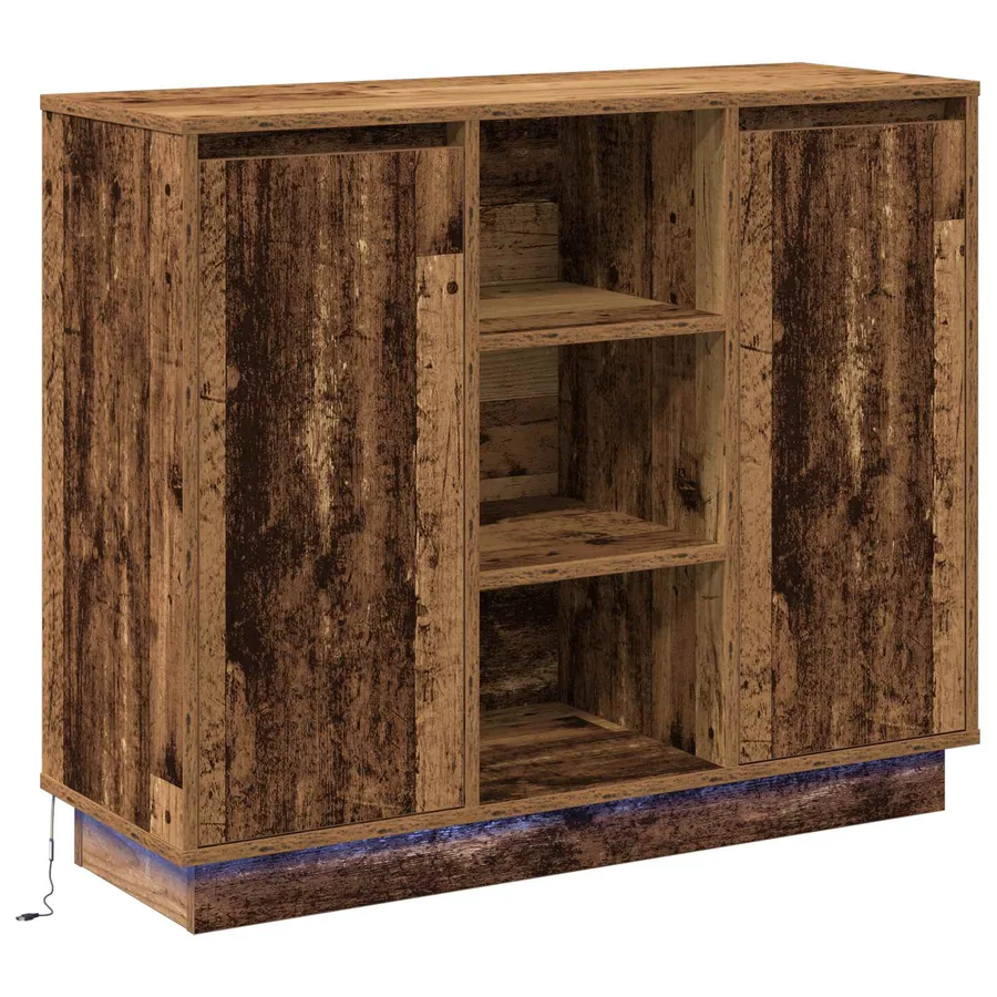 Buffet LED Bois ancien 90 x 32 x 75 cm Bois d'ingénierie - 2