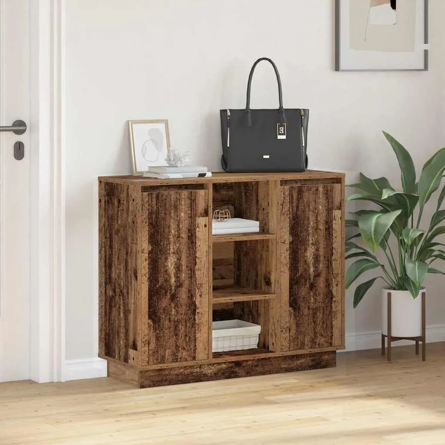 Buffet LED Bois ancien 90 x 32 x 75 cm Bois d'ingénierie - 5