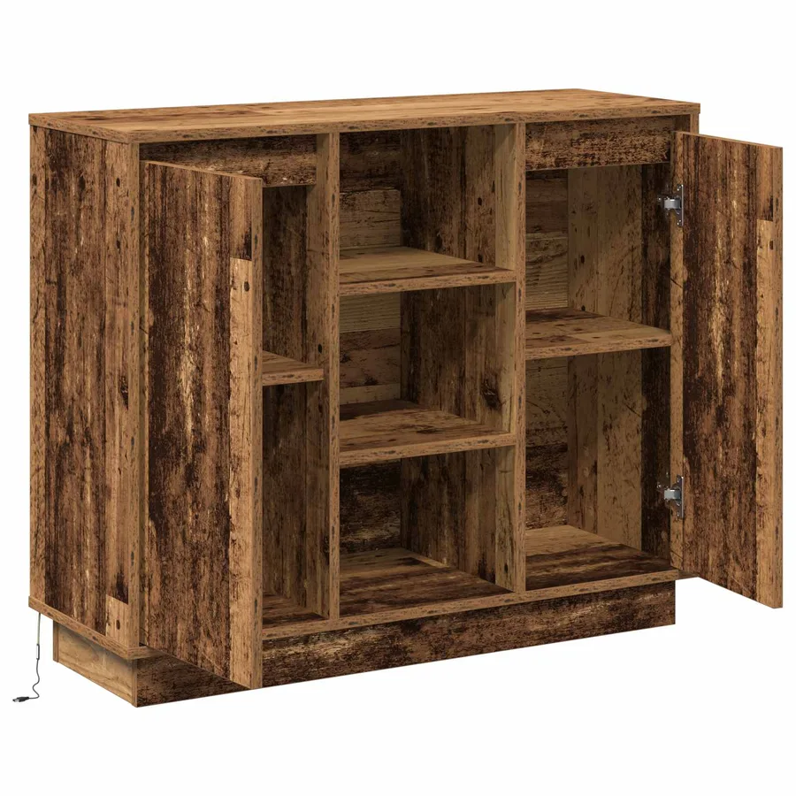 Buffet LED Bois ancien 90 x 32 x 75 cm Bois d'ingénierie - 7
