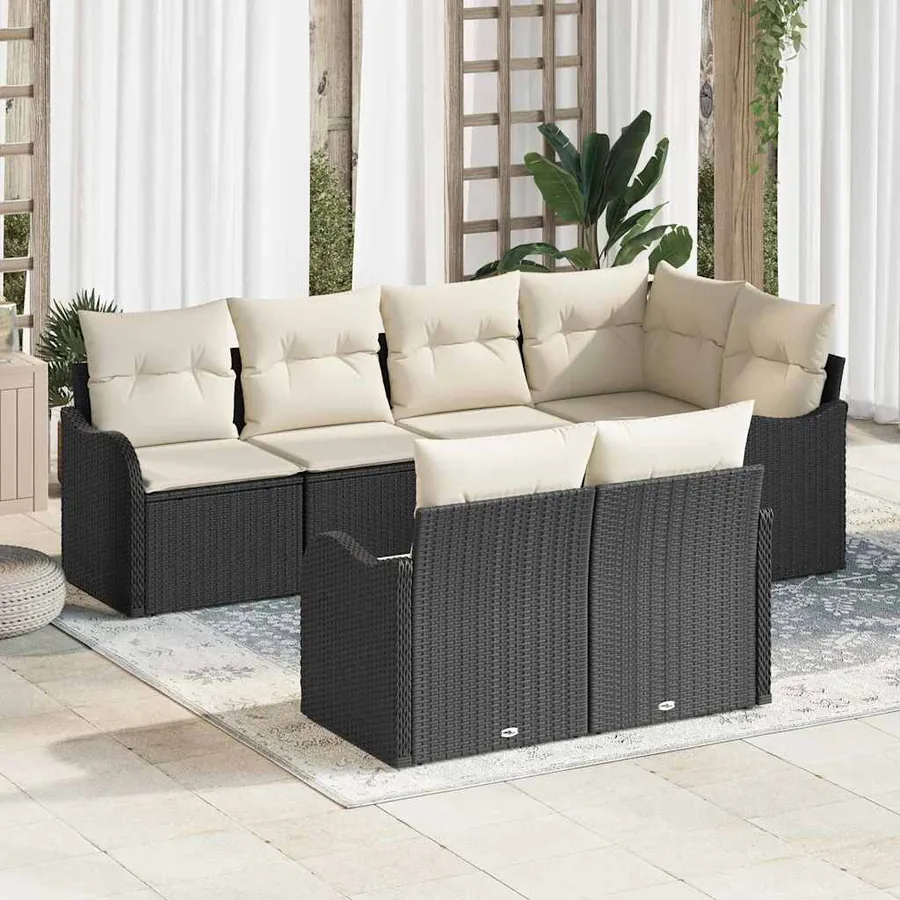 Ensemble de canapé de jardin Noir polyrotin