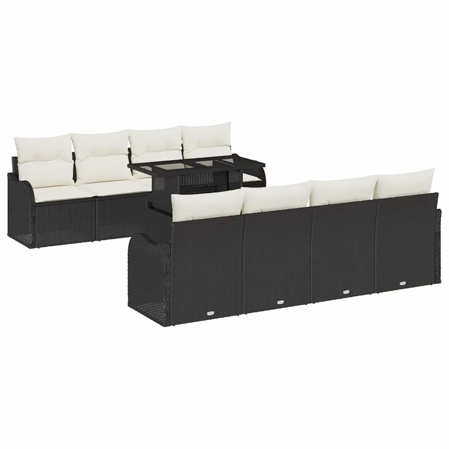 Ensemble de canapé de jardin avec coussin 7 pcs Noir polyrotin - 2
