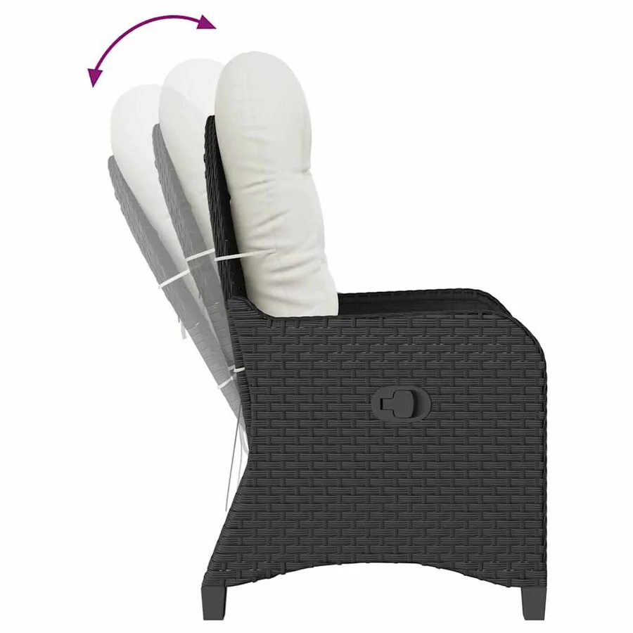 Fauteuil inclinable avec coussin Noir 56 x 66 x 95 cm polyrotin - 10