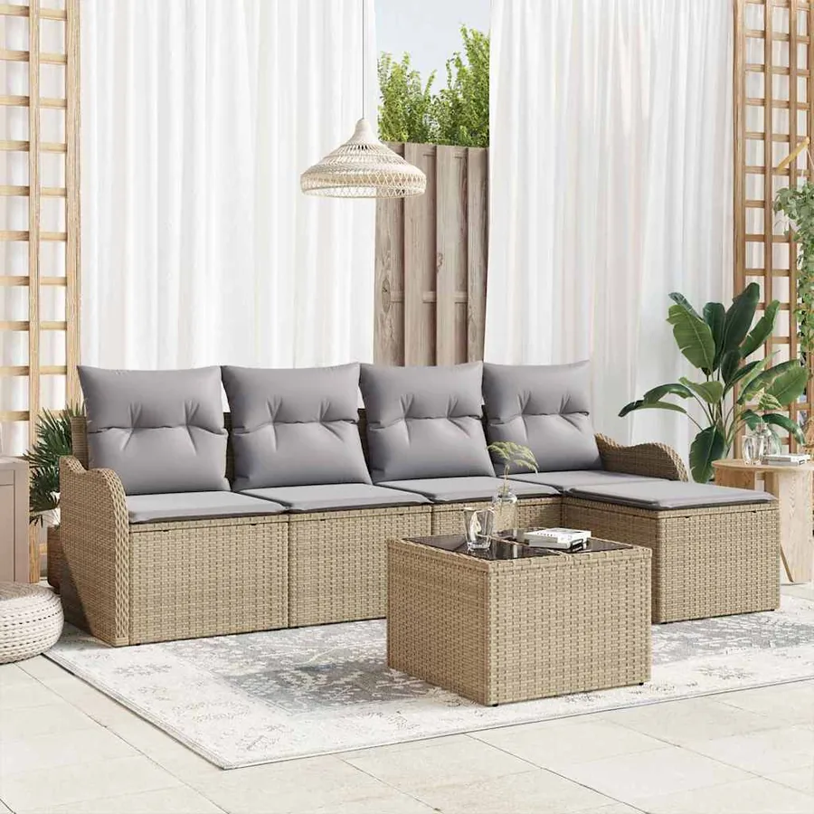 Ensemble de canapé de jardin Beige polyrotin