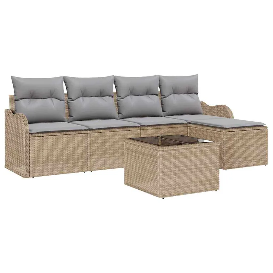 Ensemble de canapé de jardin Beige polyrotin - 2