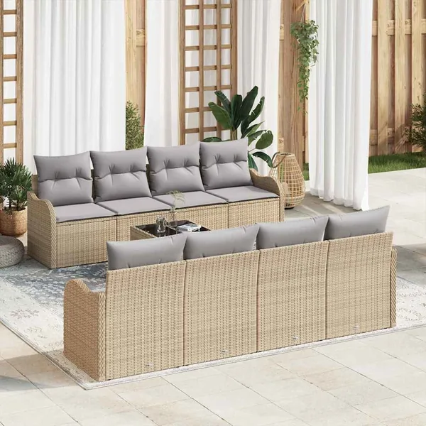 Ensemble de canapé de jardin Beige 55 x 55 x 37 cm polyrotin