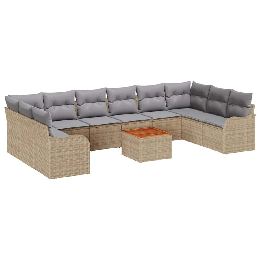 Ensemble de canapé de jardin 10 pcs Beige polyrotin - 2