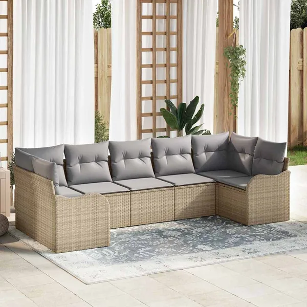 Ensemble de canapé de jardin Beige polyrotin