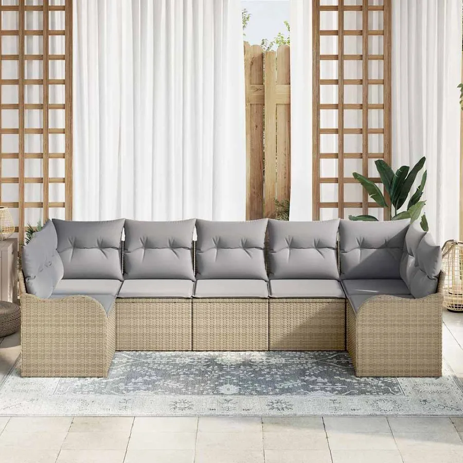 Ensemble de canapé de jardin Beige polyrotin - 3