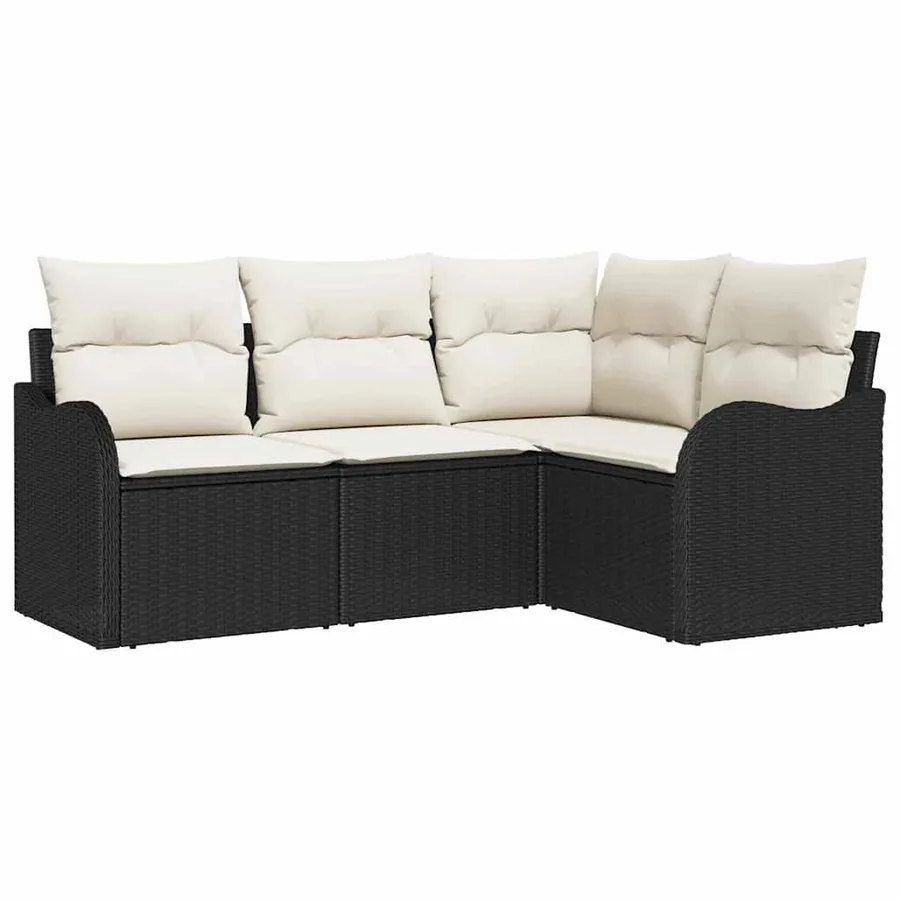 Ensemble de canapé de jardin avec stockage 4 pcs Noir polyrotin - 2
