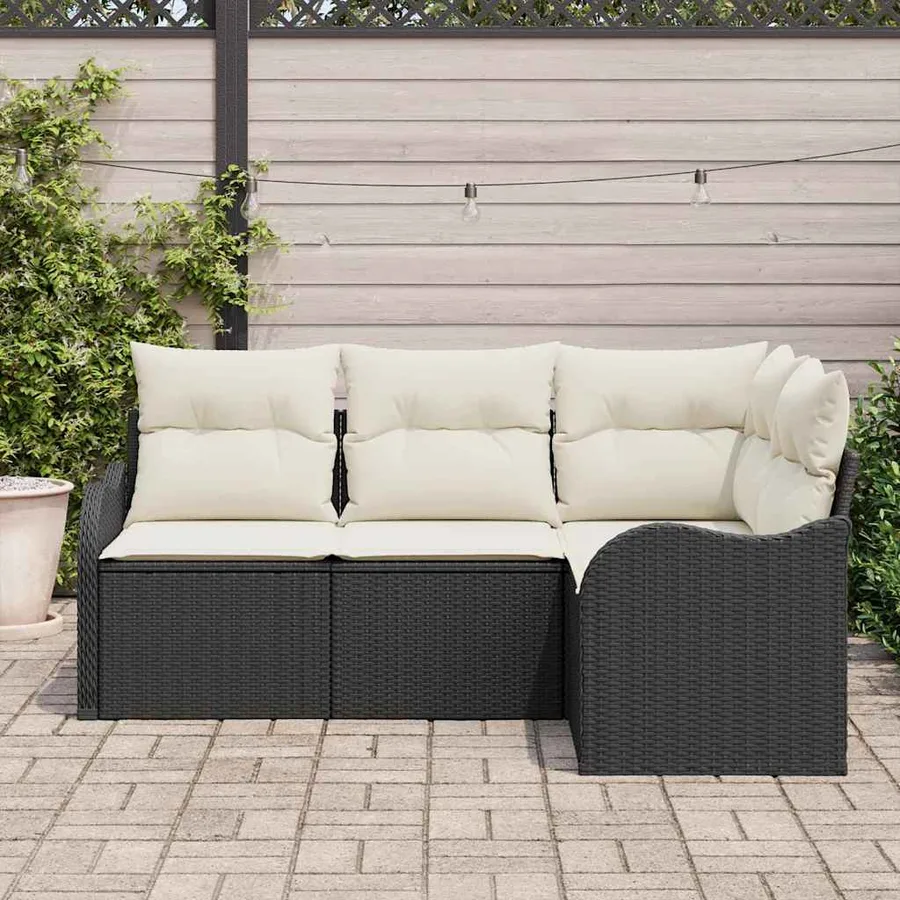 Ensemble de canapé de jardin avec stockage 4 pcs Noir polyrotin - 3
